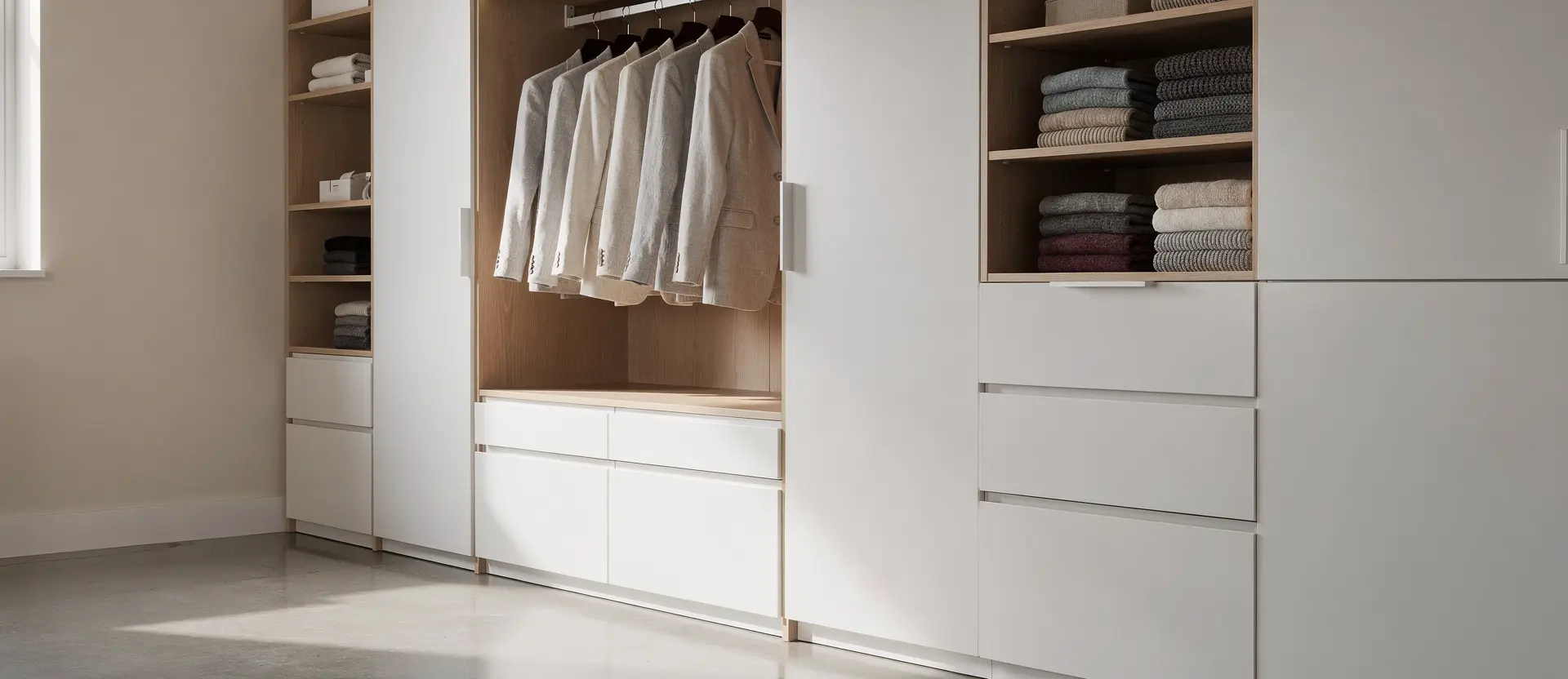 Walk-in moderne en mélamine, illustration de référence — Atelier Multidécor