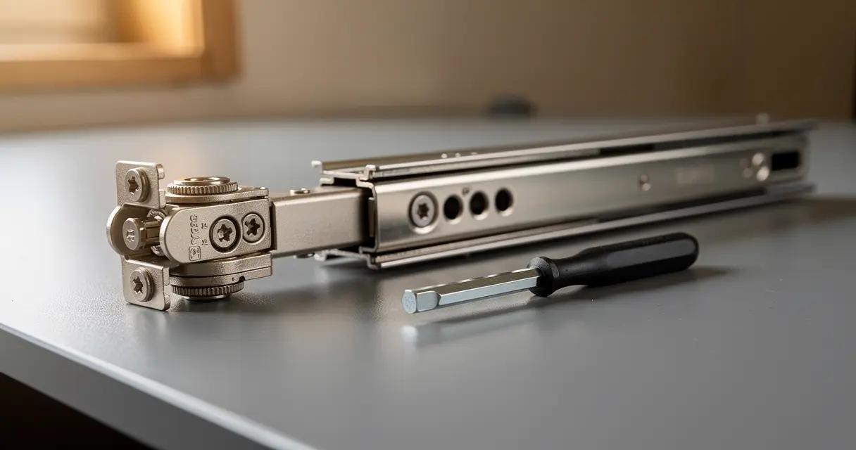 Soft-close concealed hinge and full-extension undermount drawer slide, reference illustration