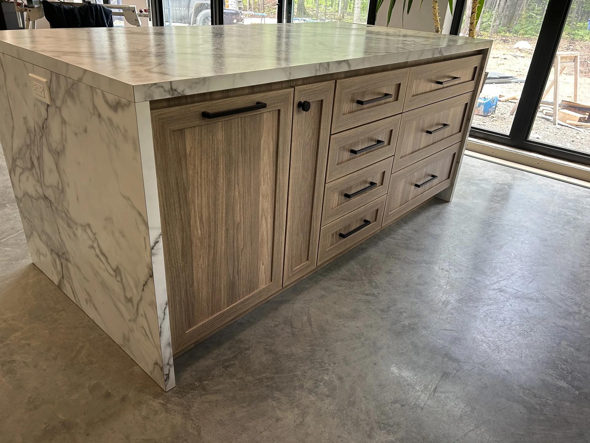 Island and cabinetry, detail