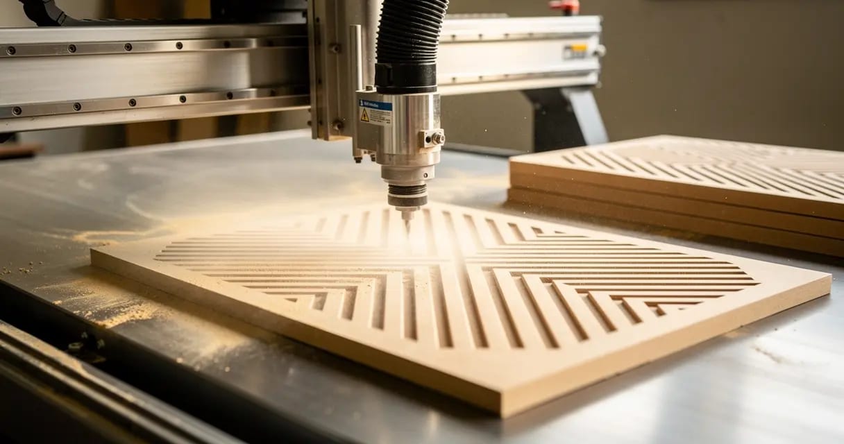 CNC machining of a patterned door panel, reference illustration